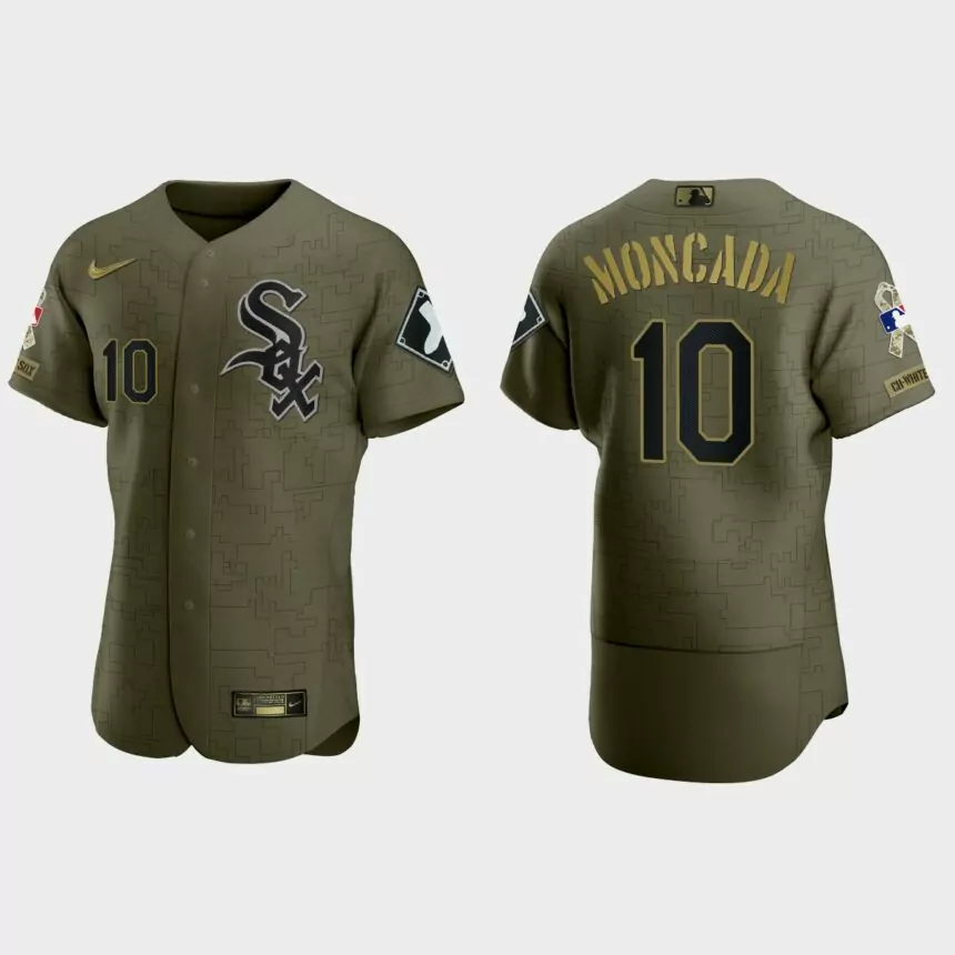 Yoan Moncada Chicago White Sox 2021 Salute to Service Digital Camo Jersey – Green