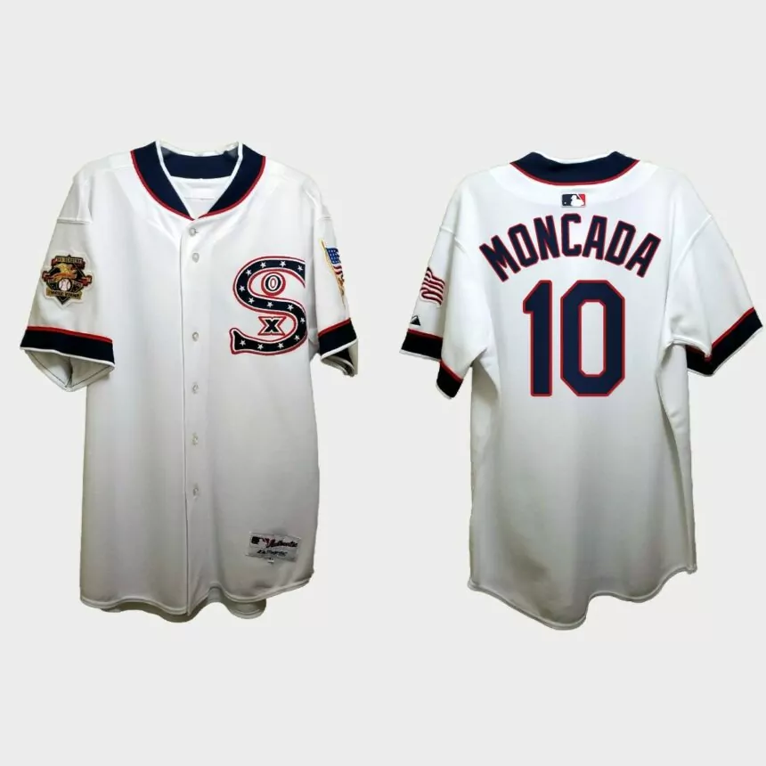 Yoan Moncada Chicago White Sox Independence Day 1917 Throwback Jersey – White