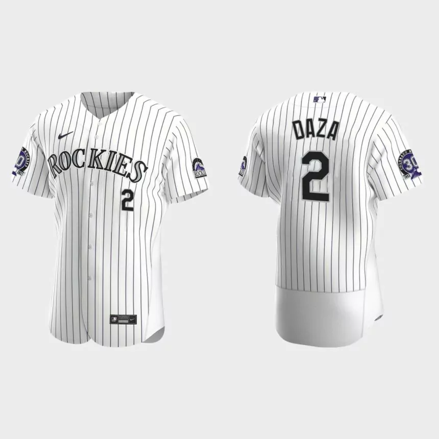 Yonathan Daza Colorado Rockies 30th Anniversary Authentic Jersey – White Purple