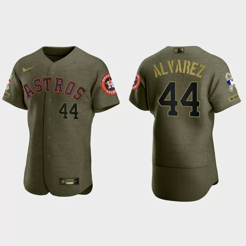 Yordan Alvarez Houston Astros 2021 Salute to Service Digital Camo Jersey – Green