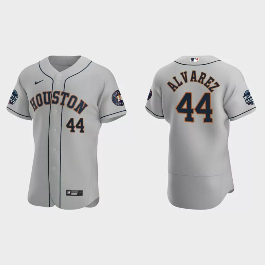Yordan Alvarez Houston Astros 2021 World Series Authentic Jersey – Gray