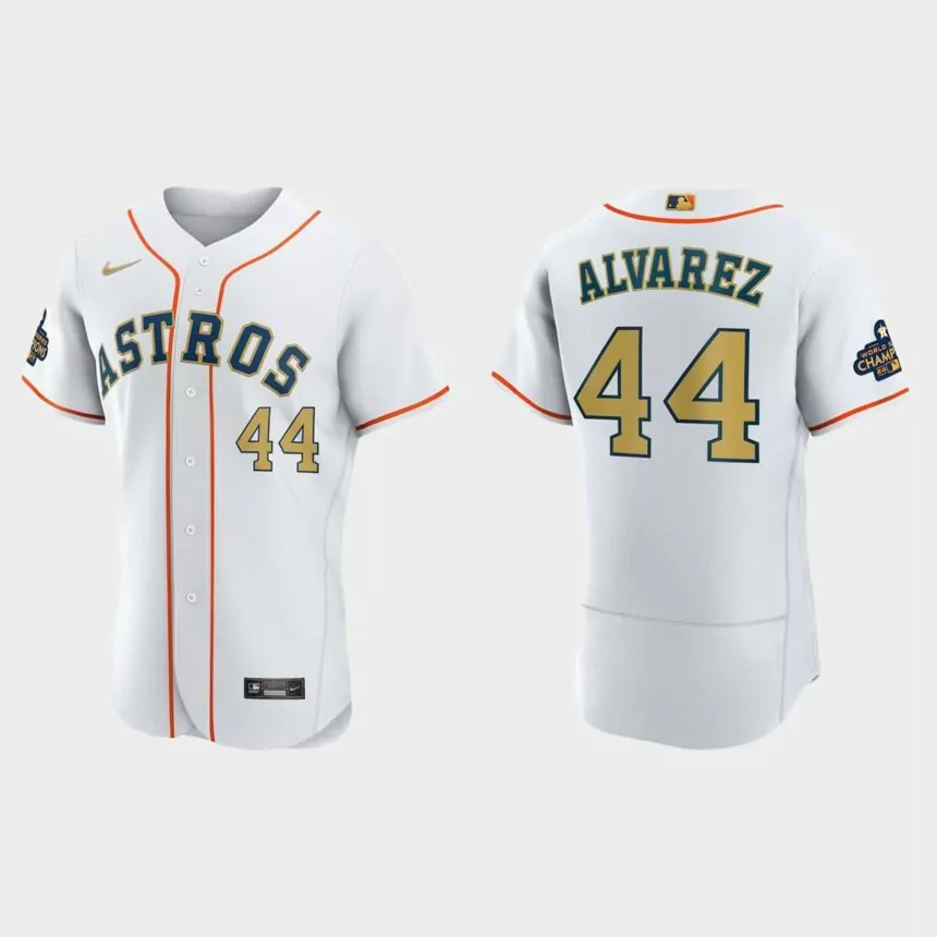 Yordan Alvarez Houston Astros 2023 Gold Collection Authentic Jersey – White