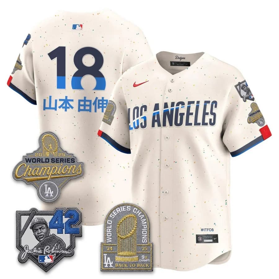 Yoshinobu Yamamoto #18 Dodgers Cream Jersey - All Stitched