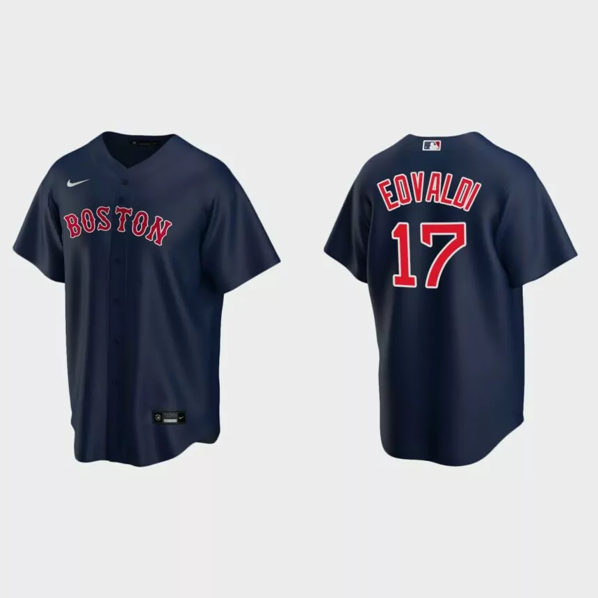 Youth #17 Nathan Eovaldi Boston Red Sox Navy Replica Alternate Jersey
