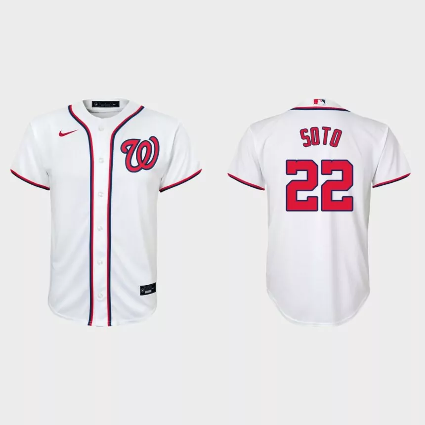 Youth #22 Juan Soto Washington Nationals White Replica Home Jersey