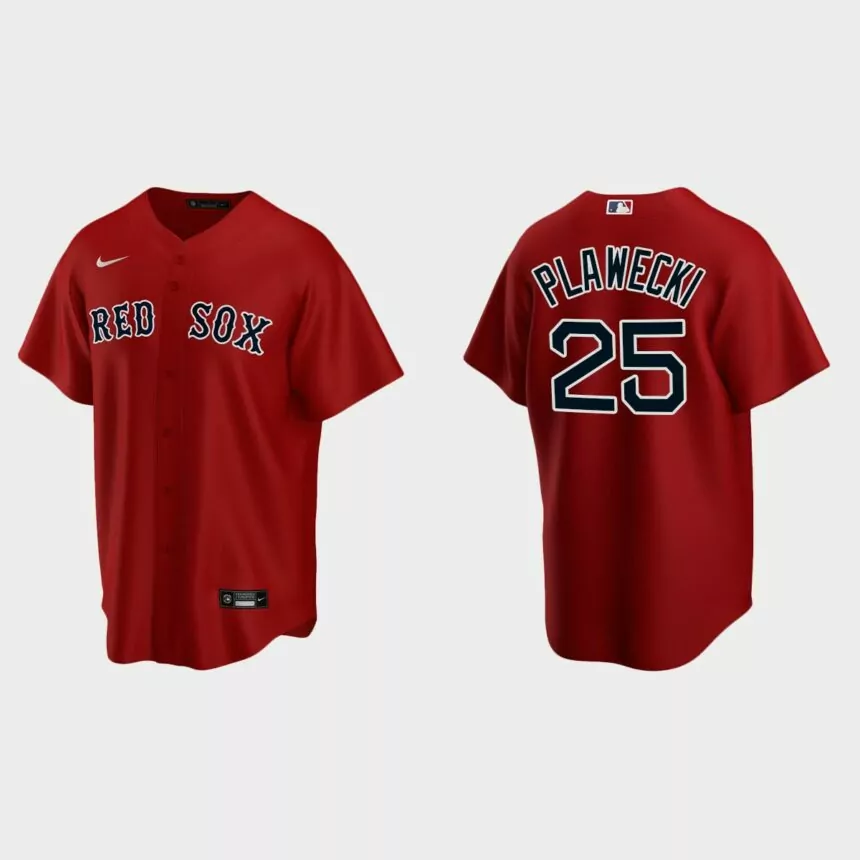 Youth #25 Kevin Plawecki Boston Red Sox Red Replica Alternate Jersey