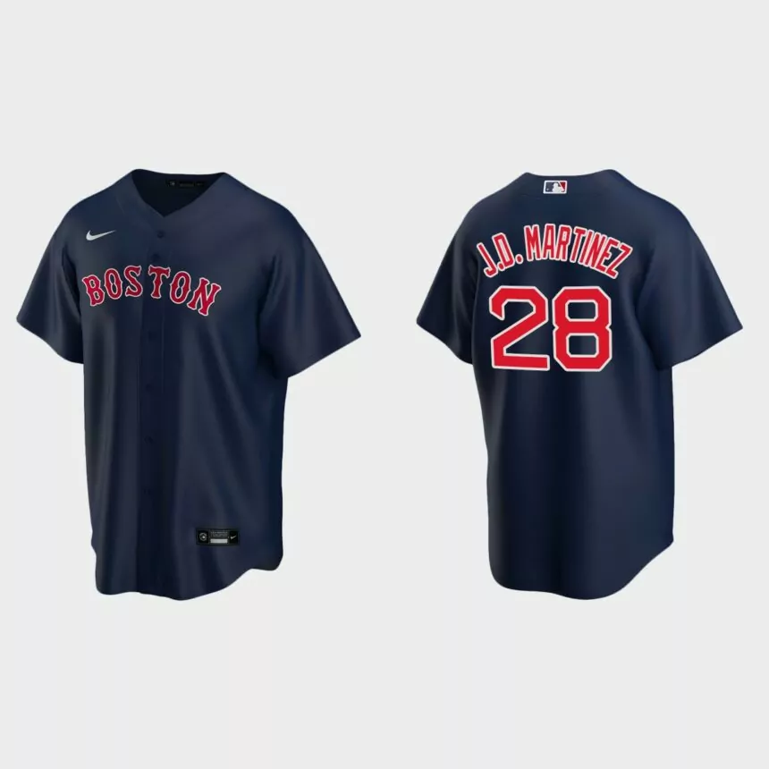 Youth #28 J.D. Martinez Boston Red Sox Navy Replica Alternate Jersey