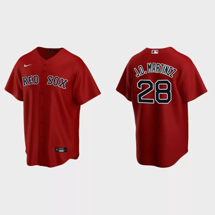 Youth #28 J.D. Martinez Boston Red Sox Red Replica Alternate Jersey