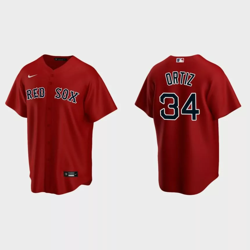 Youth #34 David Ortiz Boston Red Sox Red Replica Alternate Jersey