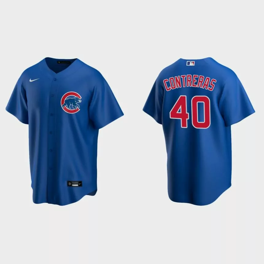 Youth #40 Willson Contreras Chicago Cubs Royal Replica Alternate Jersey