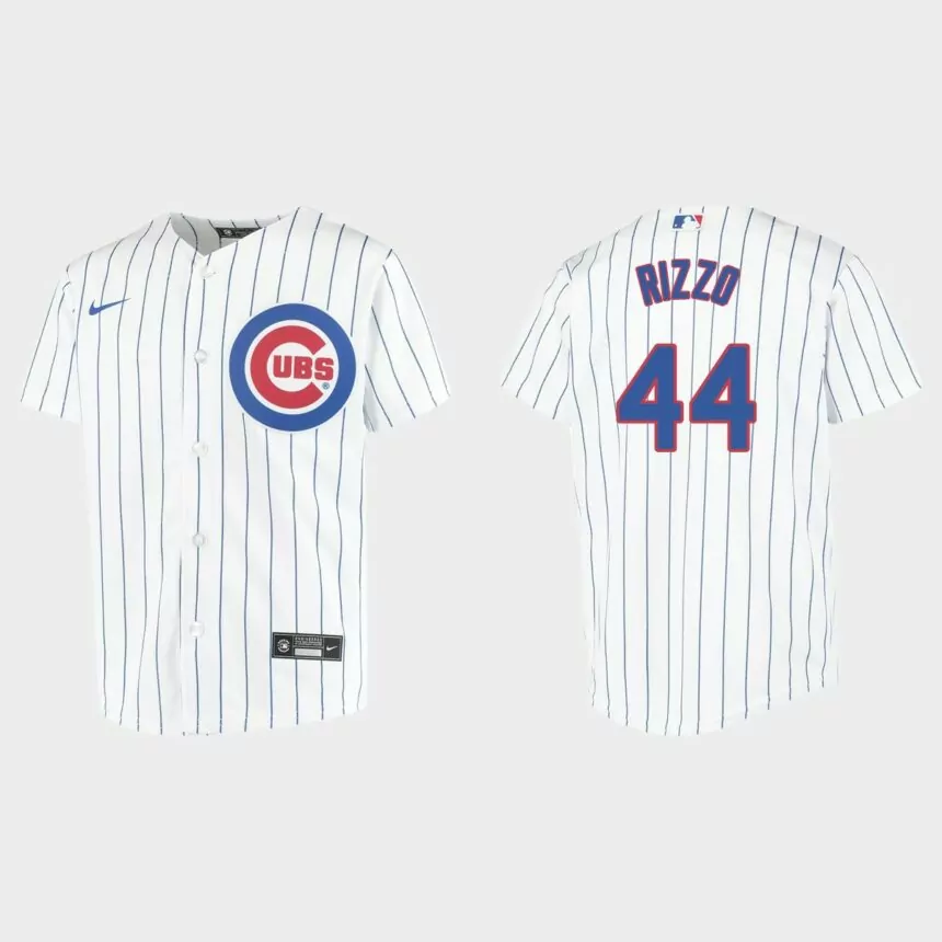 Youth #44 Anthony Rizzo Chicago Cubs White Replica Home Jersey