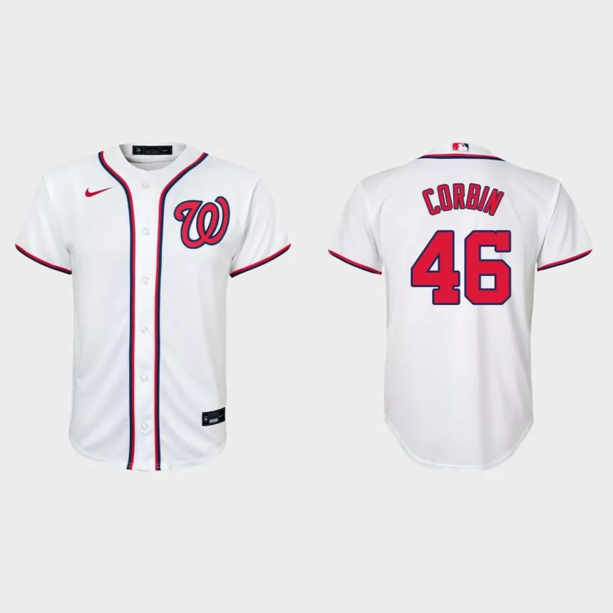 Youth #46 Patrick Corbin Washington Nationals White Replica Home Jersey