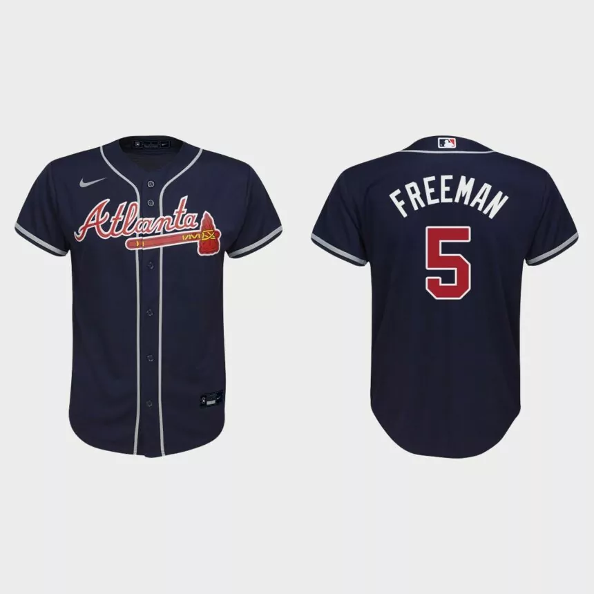Youth #5 Freddie Freeman Atlanta Braves Navy Replica Alternate Jersey
