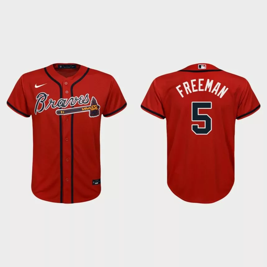 Youth #5 Freddie Freeman Atlanta Braves Red Replica Alternate Jersey