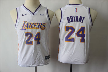 Youth  Lakers 24 Kobe Bryant White Youth Nike Swingman Jersey