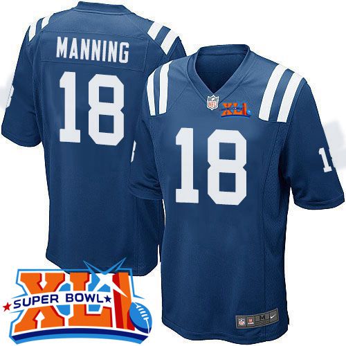 Youth  Nike Colts #18 Peyton Manning Royal Blue Team Color Super Bowl XLI Stitched NFL Elite Jersey