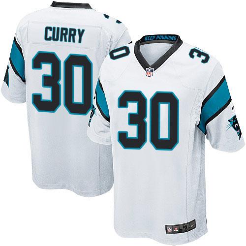 Youth  Nike Panthers #30 Stephen Curry White Stitched NFL Elite Jersey