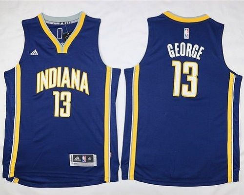 Youth  Pacers #13 Paul George Navy Blue Stitched NBA Jersey