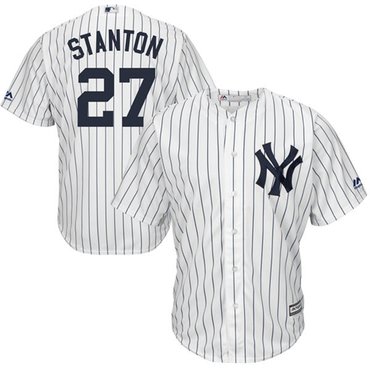 Youth  Yankees #27 Giancarlo Stanton White Cool Base Stitched Youth MLB Jersey