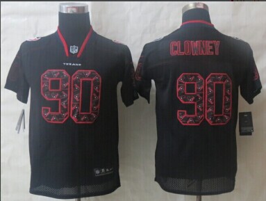 Youth 2014 New Houston Texans #90 Jadeveon Clowney Lights Out Black Elite Jerseys
