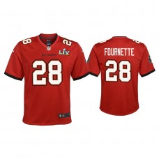 Youth 2021 Tampa Bay Buccaneers #28 Leonard Fournette Red Super Bowl LIV Red Game Jersey