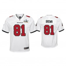 Youth 2021 Tampa Bay Buccaneers #81 Antonio Brown White Super Bowl LIV White Game Jersey