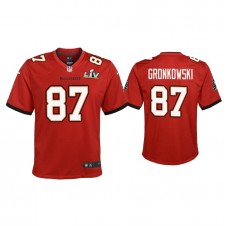 Youth 2021 Tampa Bay Buccaneers #87 Rob Gronkowski Red Super Bowl LIV Red Game Jersey
