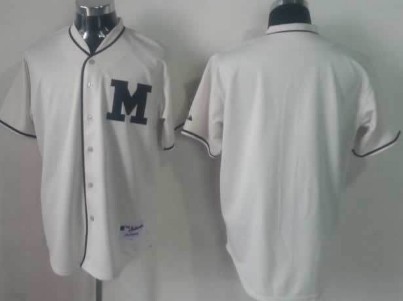 Youth's Milwaukee Brewers Customized 1913 Cream M Patch Jersey