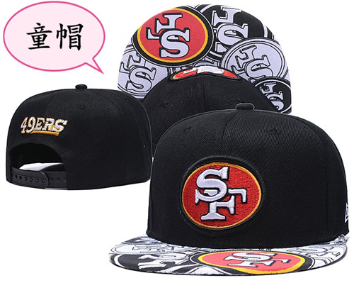 Youth 49ers Team Logo Black Adjustable Hat GS