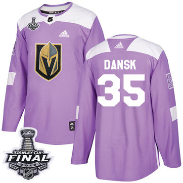 Youth Adidas Golden Knights #35 Oscar Dansk Purple Authentic Fights Cancer 2018 Stanley Cup Final Stitched Youth NHL Jersey