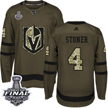 Youth Adidas Golden Knights #4 Clayton Stoner Green Salute to Service 2018 Stanley Cup Final Stitched Youth NHL Jersey