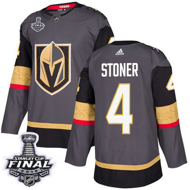 Youth Adidas Golden Knights #4 Clayton Stoner Grey Home Authentic 2018 Stanley Cup Final Stitched Youth NHL Jersey