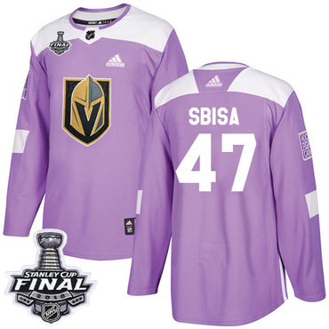Youth Adidas Golden Knights #47 Luca Sbisa Purple Authentic Fights Cancer 2018 Stanley Cup Final Stitched Youth NHL Jersey