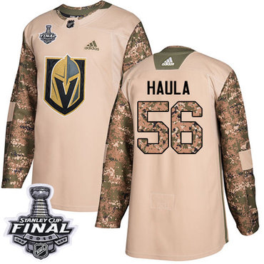 Youth Adidas Golden Knights #56 Erik Haula Camo Authentic 2017 Veterans Day 2018 Stanley Cup Final Stitched Youth NHL Jersey