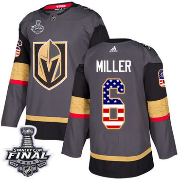 Youth Adidas Golden Knights #6 Colin Miller Grey Home Authentic USA Flag 2018 Stanley Cup Final Stitched Youth NHL Jersey