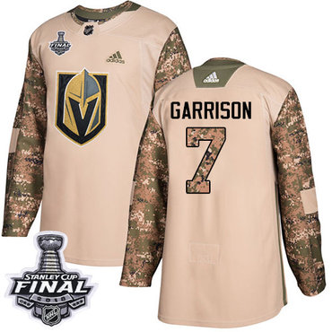 Youth Adidas Golden Knights #7 Jason Garrison Camo Authentic 2017 Veterans Day 2018 Stanley Cup Final Stitched Youth NHL Jersey