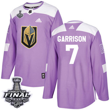 Youth Adidas Golden Knights #7 Jason Garrison Purple Authentic Fights Cancer 2018 Stanley Cup Final Stitched Youth NHL Jersey