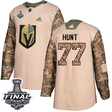 Youth Adidas Golden Knights #77 Brad Hunt Camo Authentic 2017 Veterans Day 2018 Stanley Cup Final Stitched Youth NHL Jersey