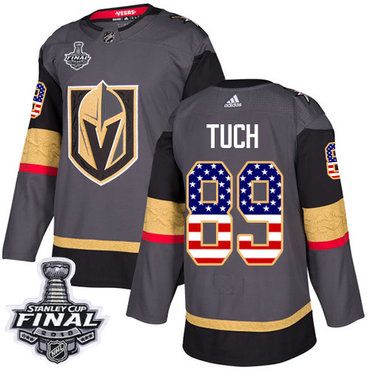Youth Adidas Golden Knights #89 Alex Tuch Grey Home Authentic USA Flag 2018 Stanley Cup Final Stitched Youth NHL Jersey