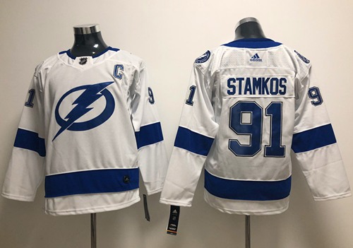 Youth Adidas Lightning #91 Steven Stamkos White Road Authentic Stitched Youth NHL Jersey