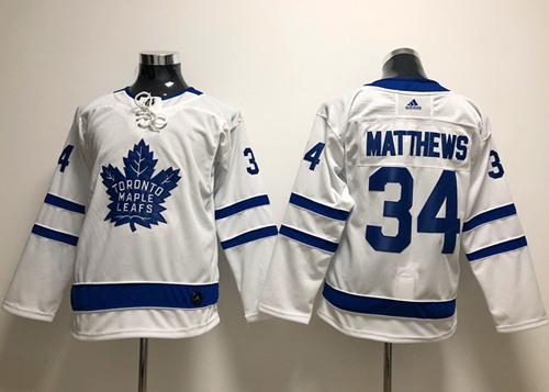 Youth Adidas Maple Leafs #34 Auston Matthews White Road Authentic Stitched Youth NHL Jersey