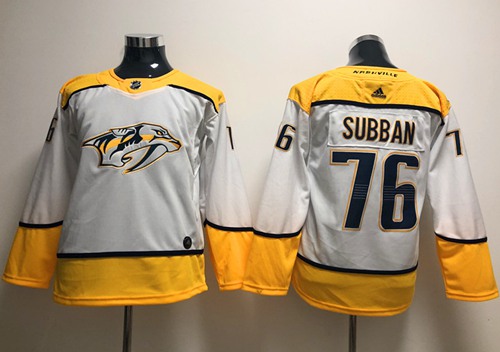 Youth Adidas Predators #76 P.K Subban White Road Authentic Stitched Youth NHL Jersey