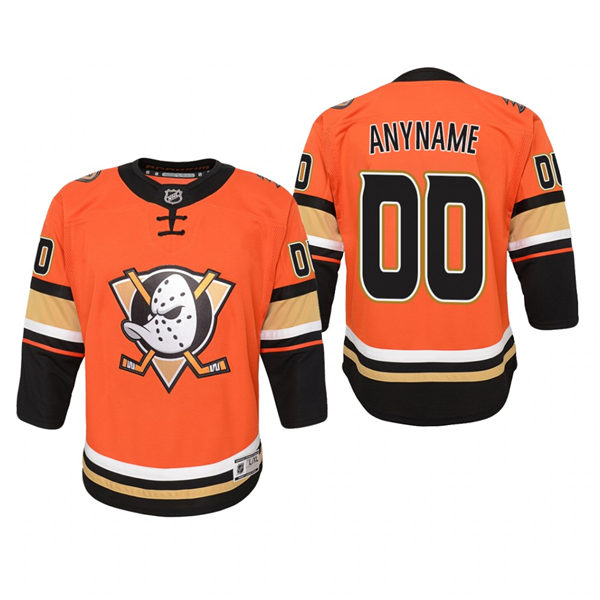 Youth Anaheim Ducks Custom Adidas Orange Alternate Jersey Stitched