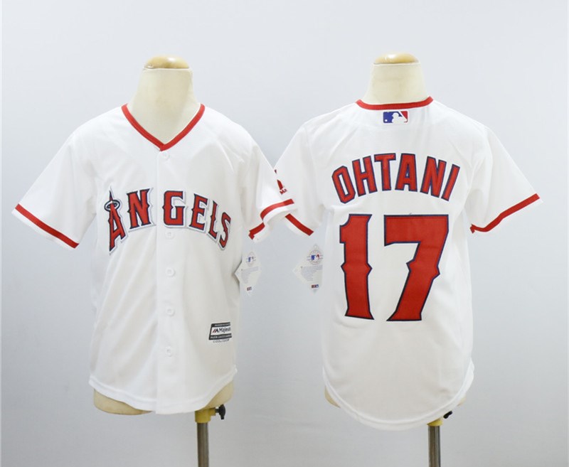 Youth Angels 17 Shohei Ohtani White Youth Cool Base Jersey