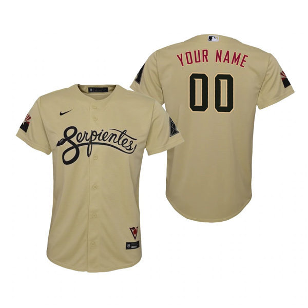 Youth Arizona Diamondbacks Custom Josh Reddick Carson Kelly Joshua Rojas Nick Ahmed David Peralta Nike Tan 2021 Arizona City Jersey