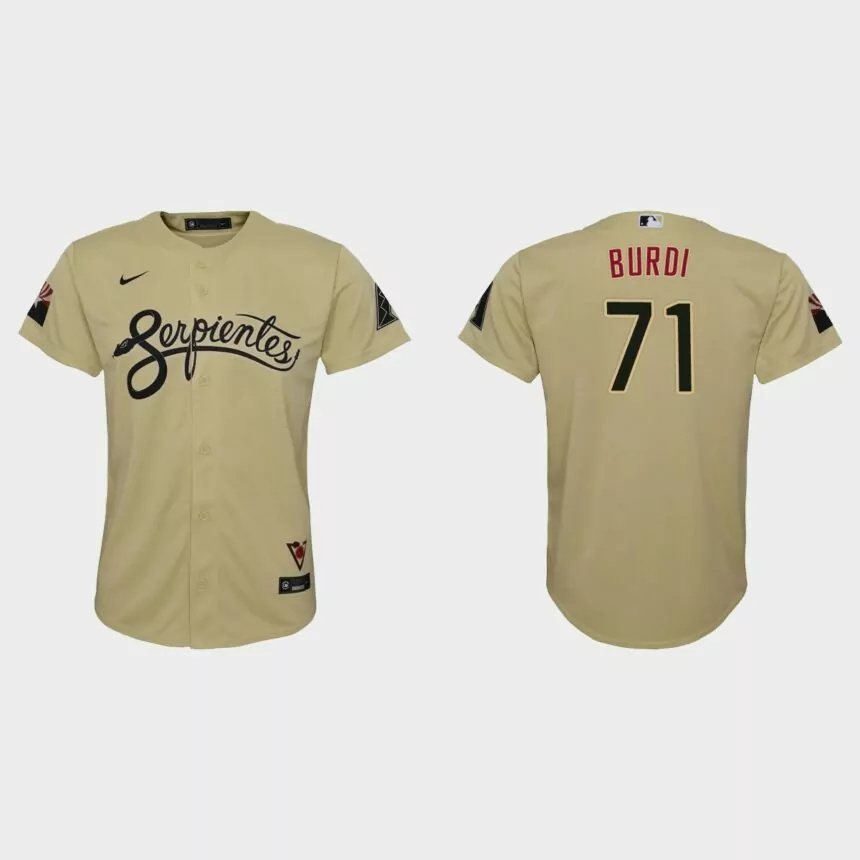 Youth Arizona Diamondbacks Zack Burdi Gold 2021 City Connect Replica Jersey.jpg