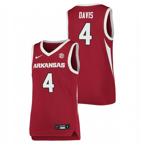 Youth Arkansas Razorbacks Davonte Davis 2021 Team Jersey Cardinal