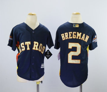 Youth Astros 2 Alex Bregman Navy Youth 2018 Gold Program Cool Base Jersey