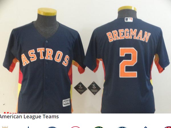 Youth Astros 2 Alex Bregman Navy Youth Cool Base Jersey