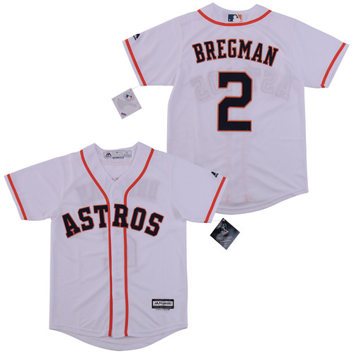 Youth Astros 2 Alex Bregman White Youth Cool Base Jersey